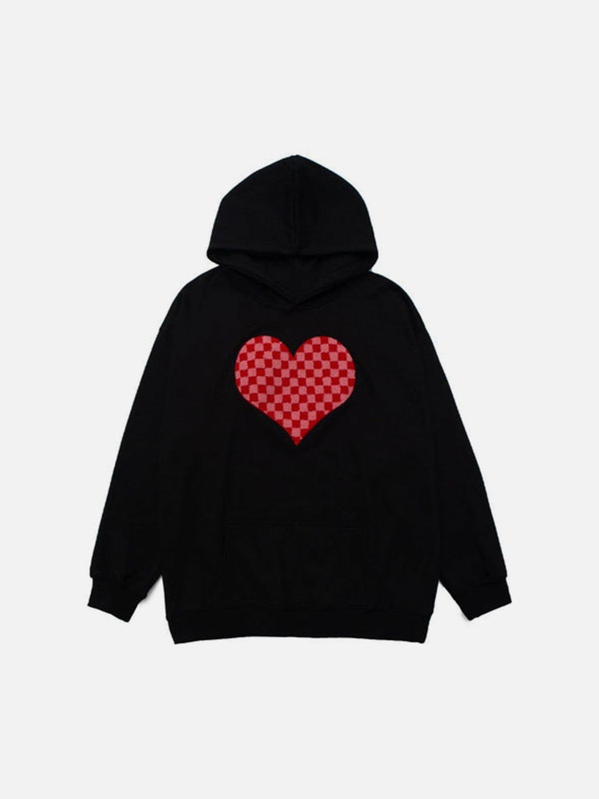 Towel Embroidery Plaid Love Hoodie