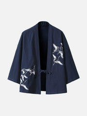 Crane Embroidery Cardigan Kimono