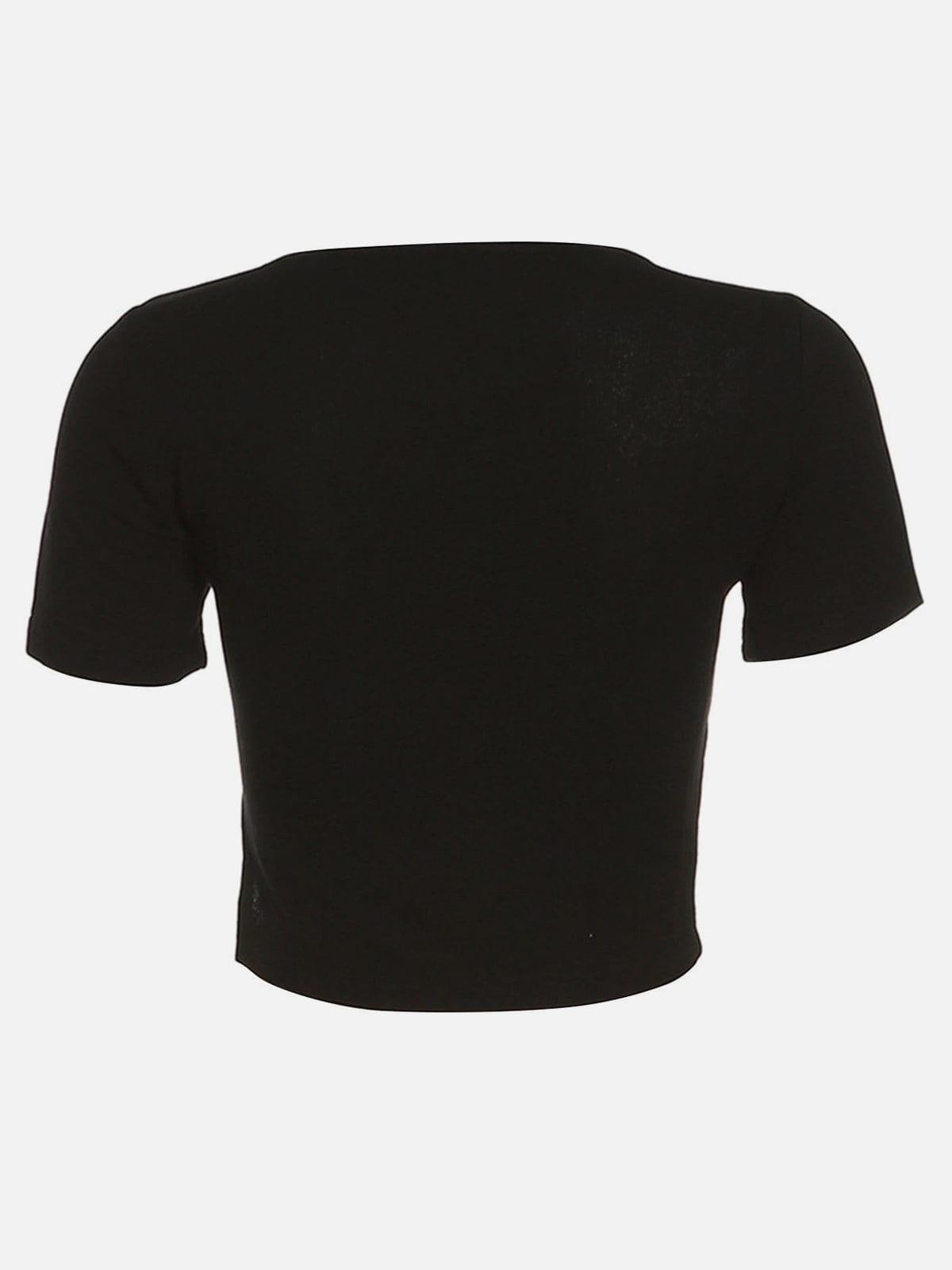 Hollow Irregular Pearl Chain Short Sleeve T Shirt