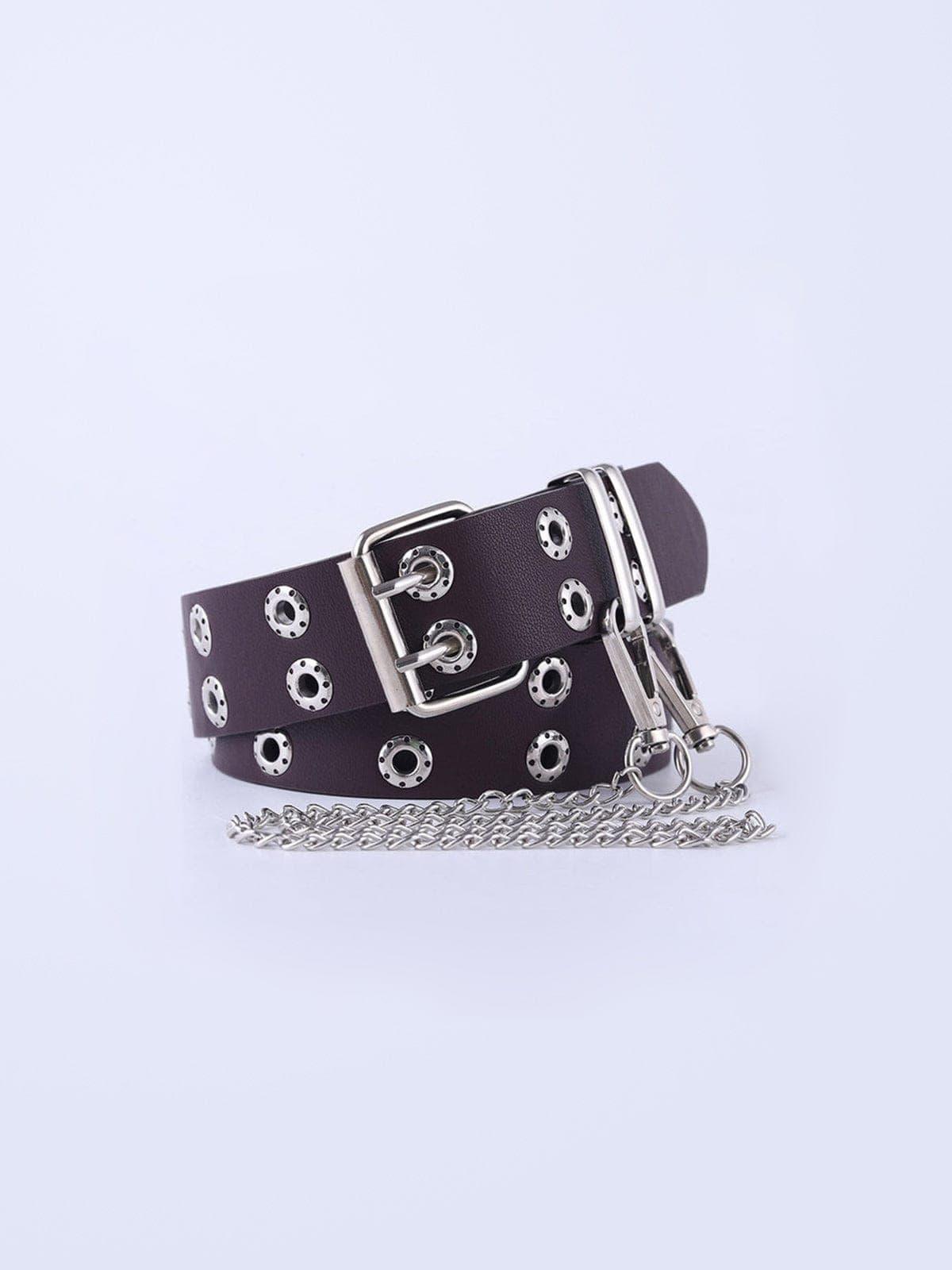 Punk Double-row Eye Buckle Hollow Chain Belt