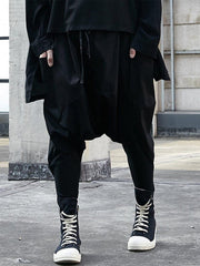 Dark Buttons Crotch Oversized Harem Pants