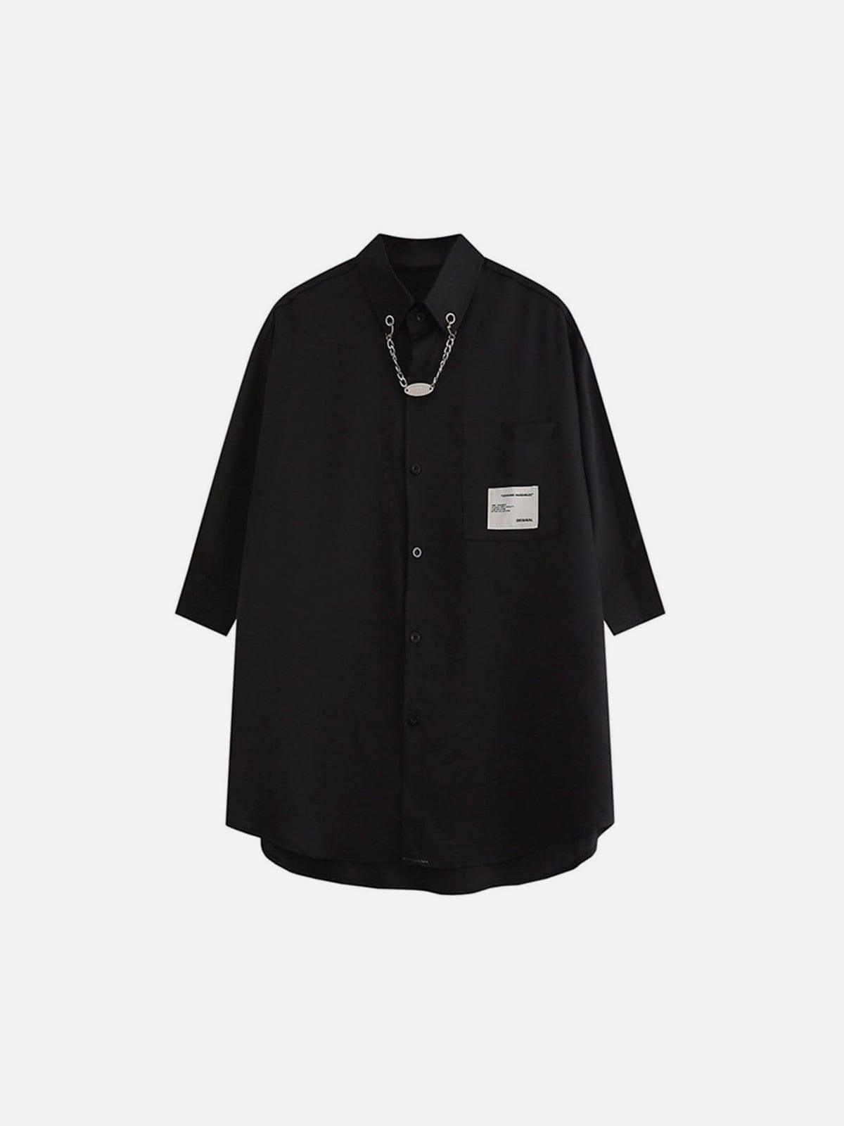 Neckline Chain Short Sleeve Shirt