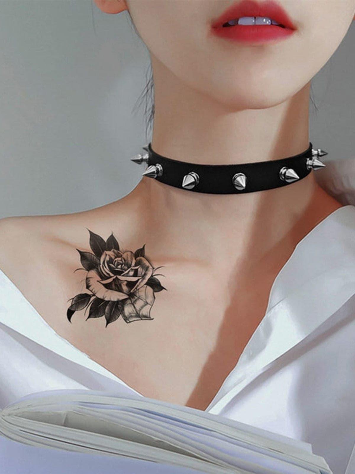 Dark Studded Punk PU Necklace