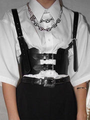 Personalized Punk Strap PU Sling Vest