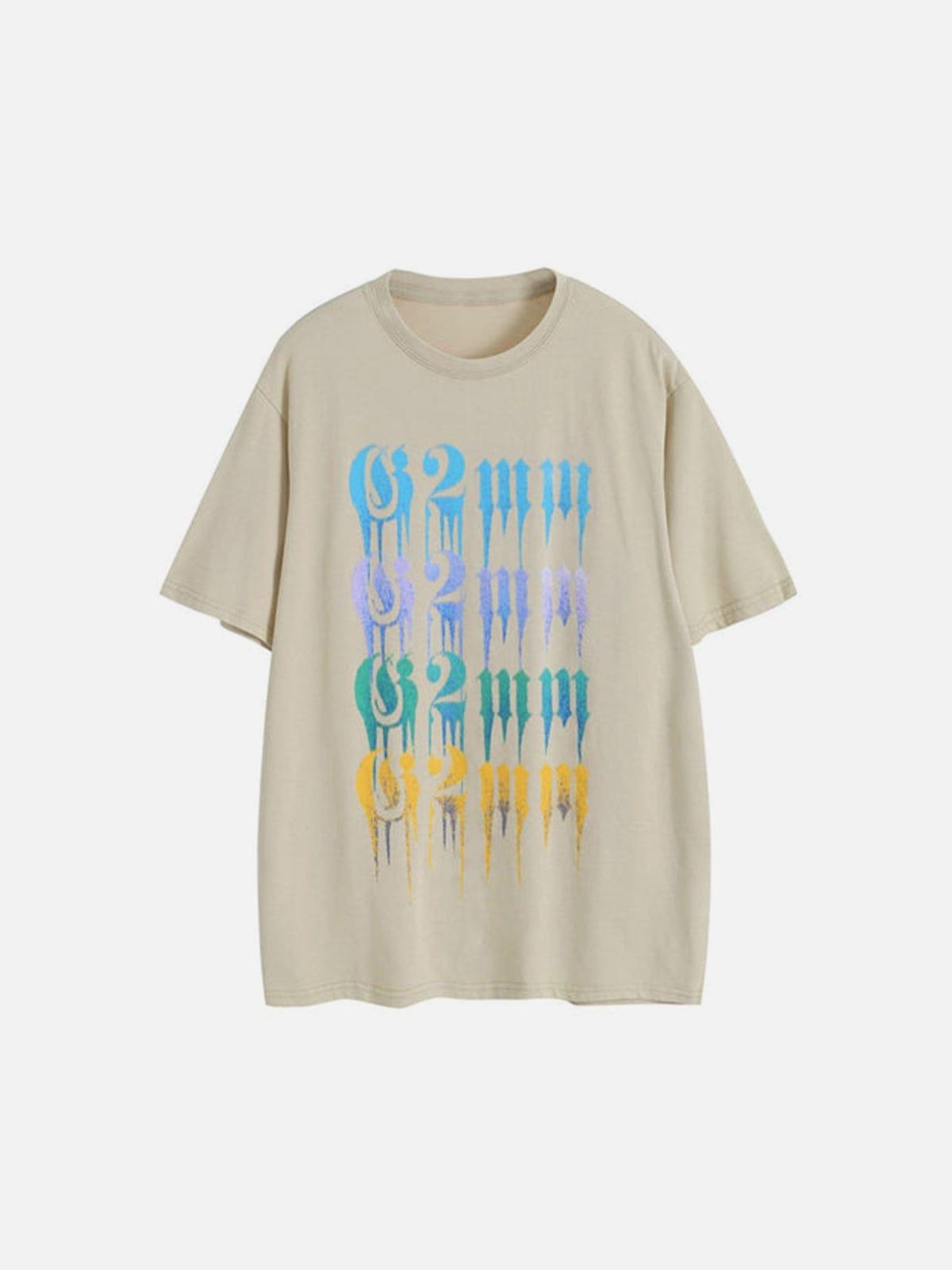 Nostalgic Colorful Letters Washed Cotton Graphic Tee