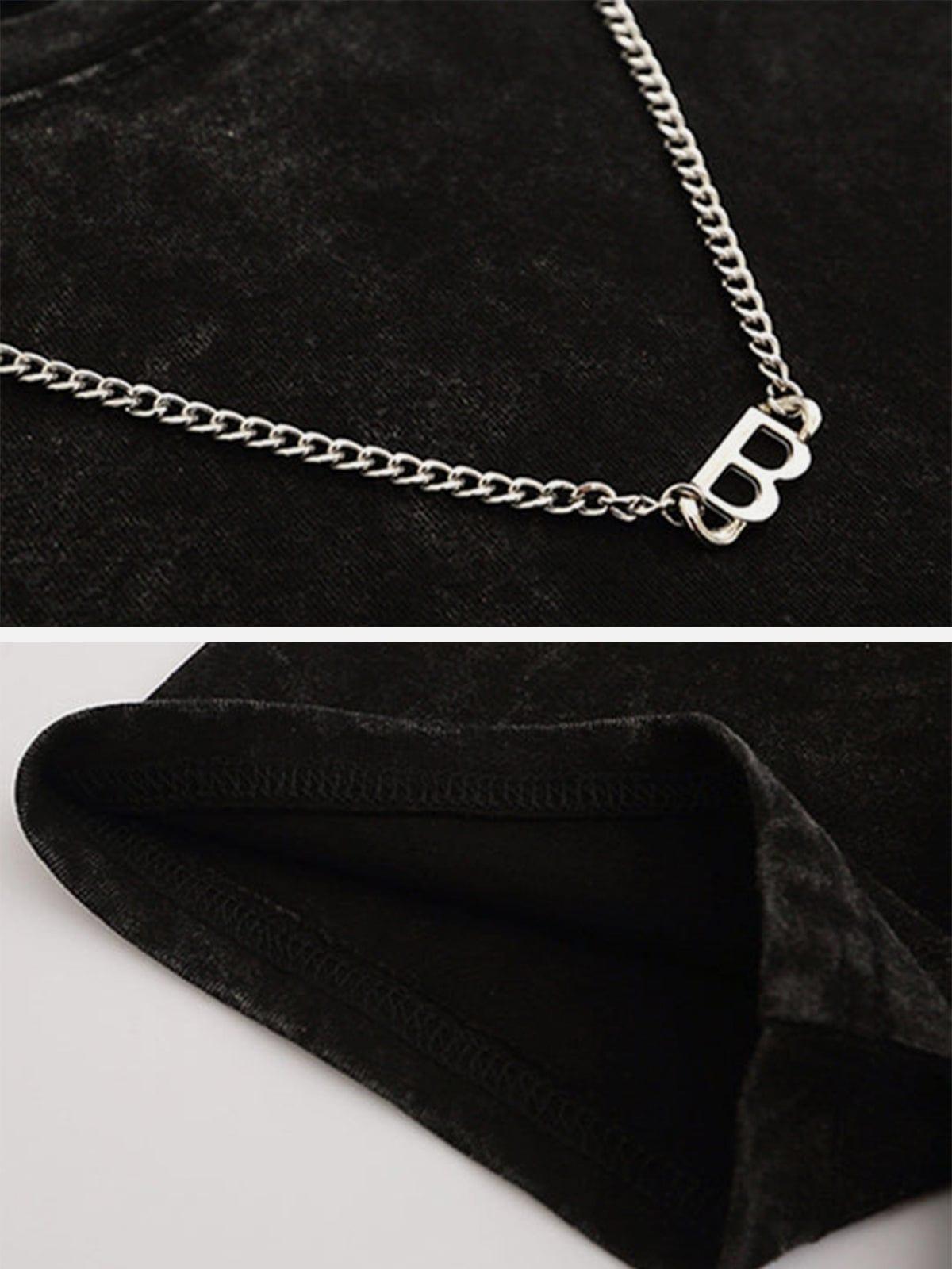 Letter "B" Necklace Washed Tee