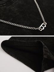 Letter "B" Necklace Washed Tee