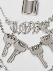 Punk PU Lock Shape Key Multiple Necklace