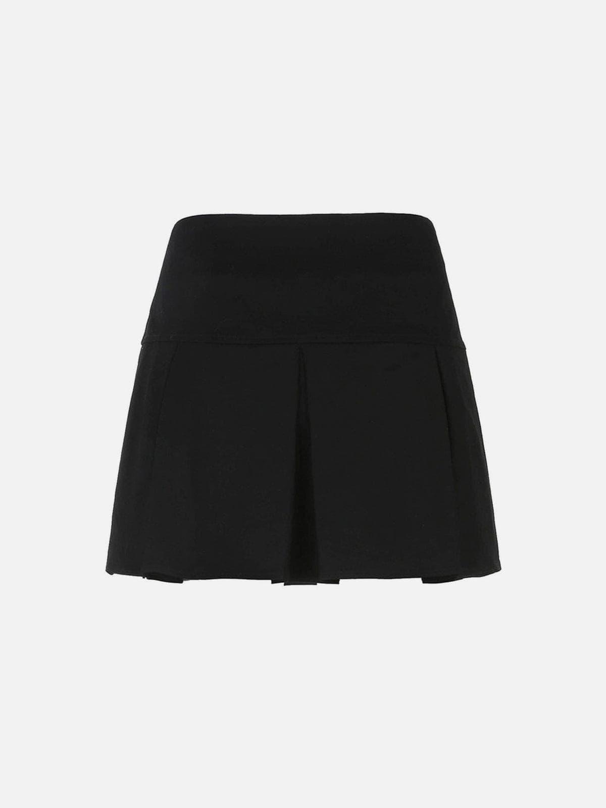 Dark Babes High-waisted Leather Pleated Skirt