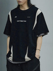 Black White Patchwork Letters Tee