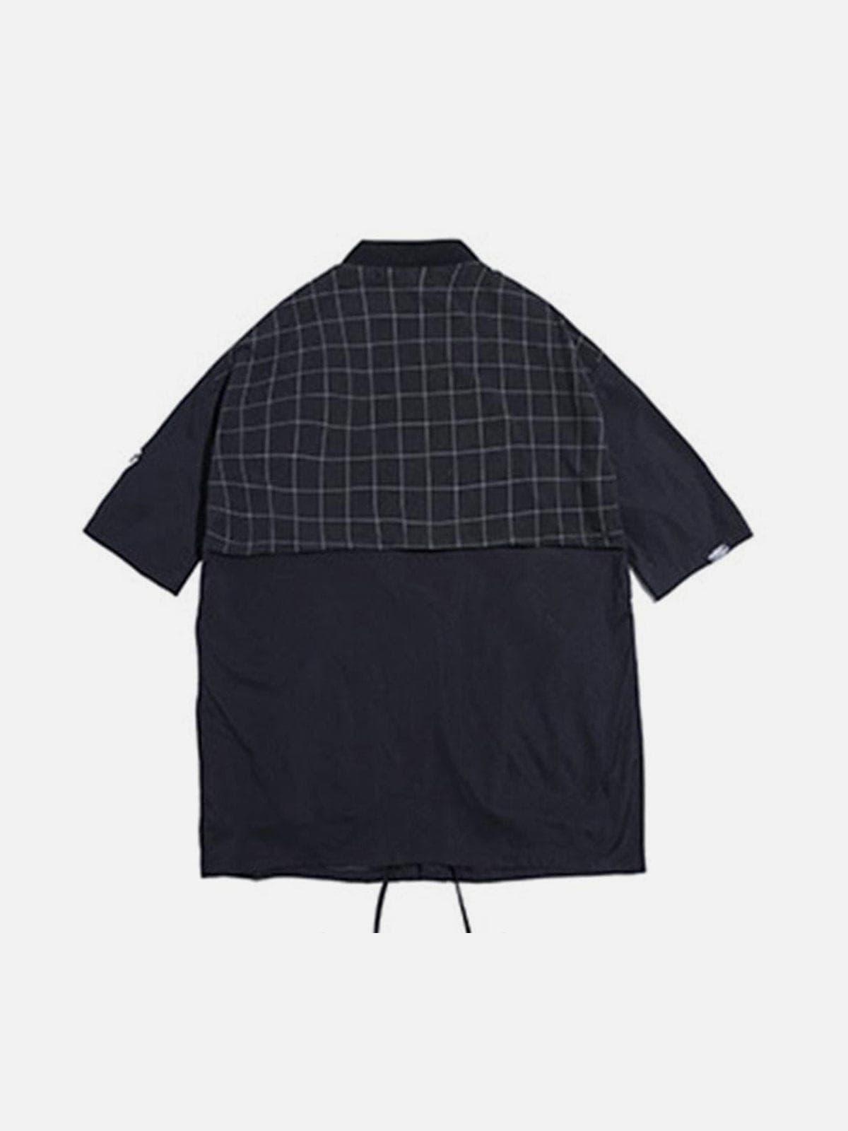 Functional Vintage Plaid Patchwork Robe Cardigan Jacket