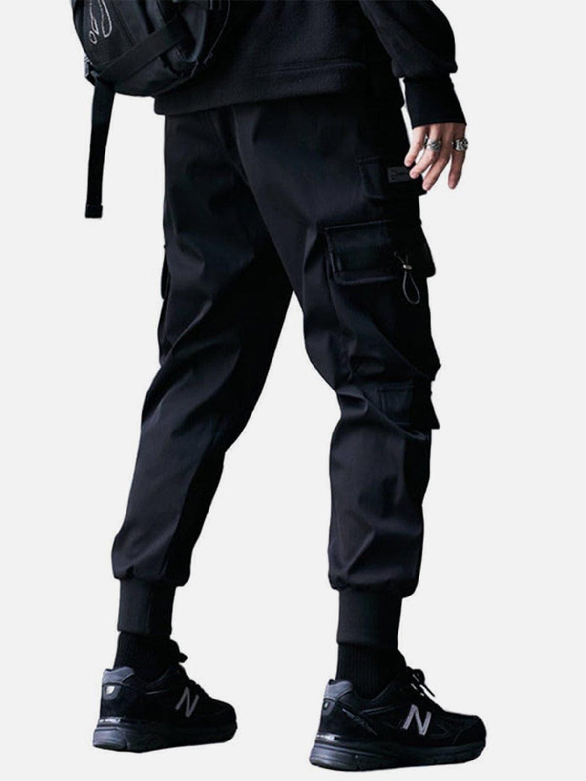Techwear Big Zipper Pockets Print Thick Fleece Cargo Pants