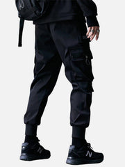 Techwear Big Zipper Pockets Print Thick Fleece Cargo Pants