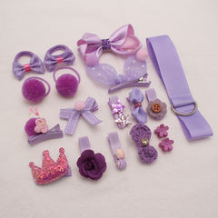 18-piece Set Cute Girl Hairpin Crown Bow Headdress