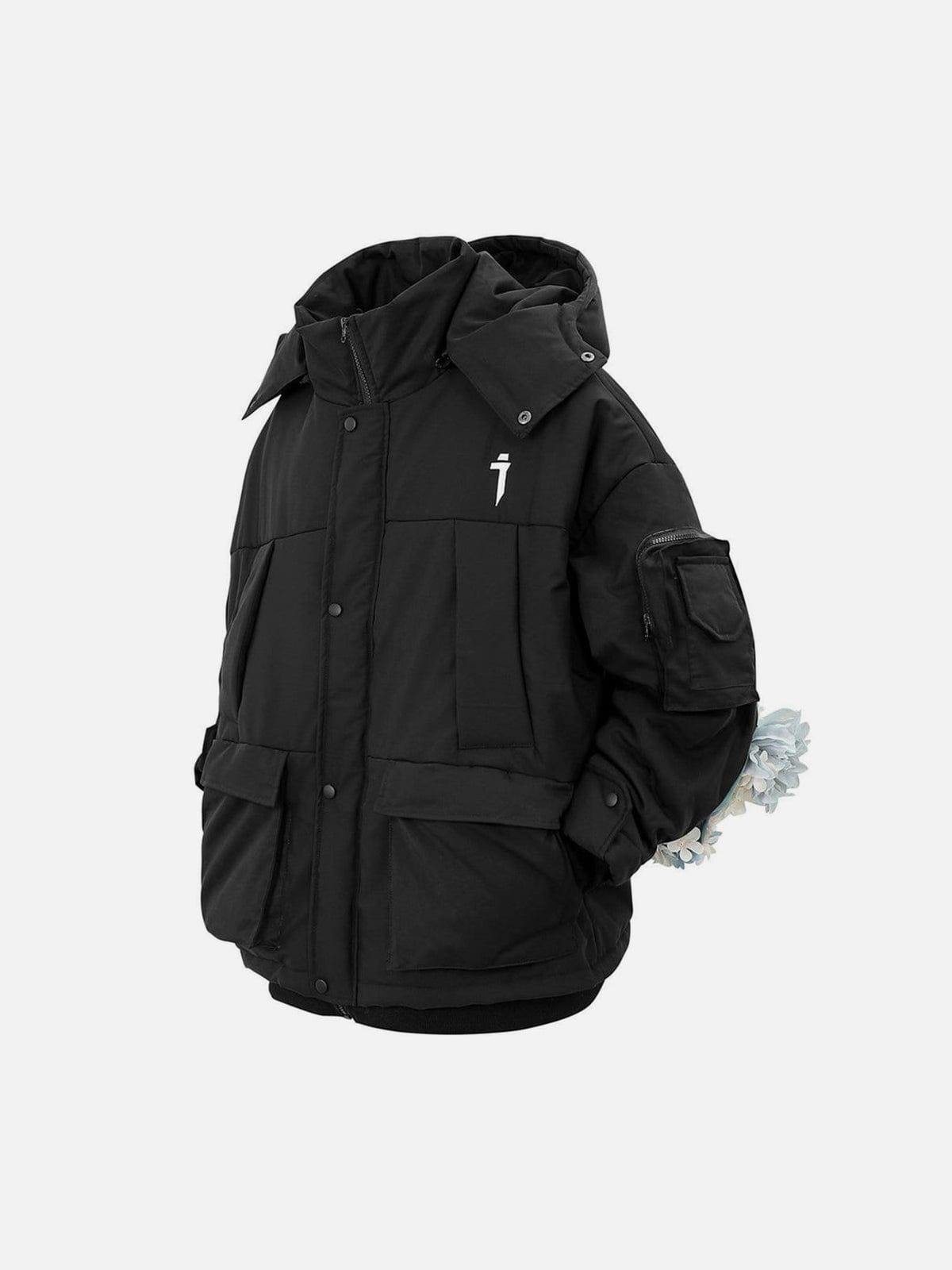 Hidden Flowers Zipper Winter Coat