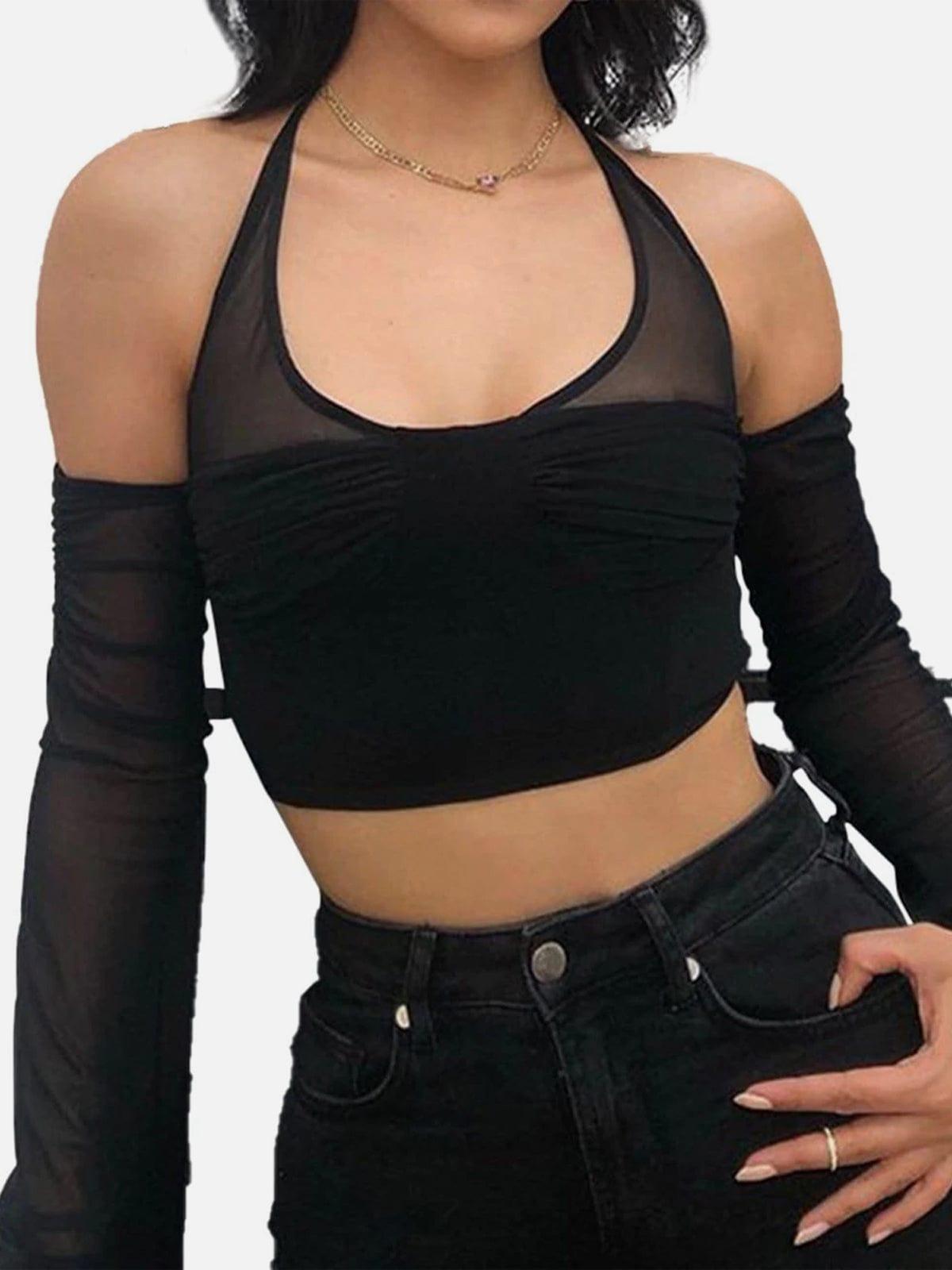 Sexy Camisole Perspective Long Sleeve T Shirt
