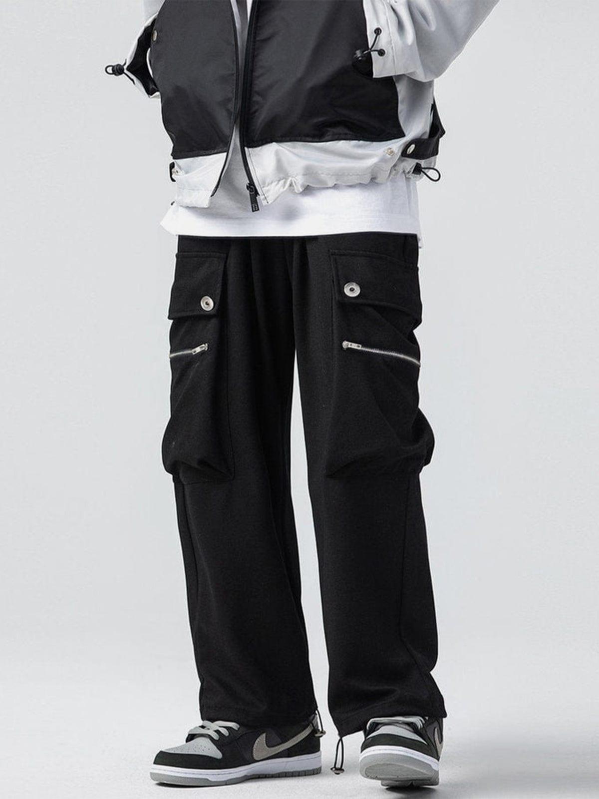 Zipper Pockets Drawstring Pants