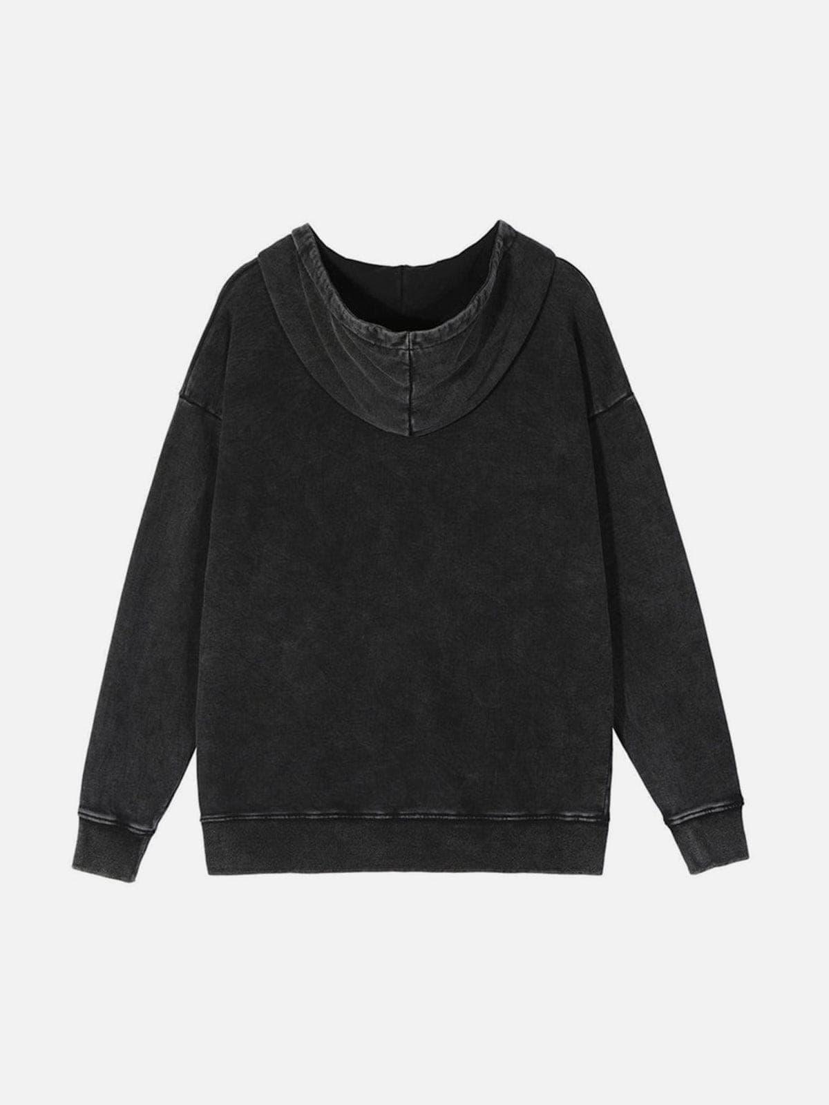 Flame Melancholy Boy Print Washed Hoodie