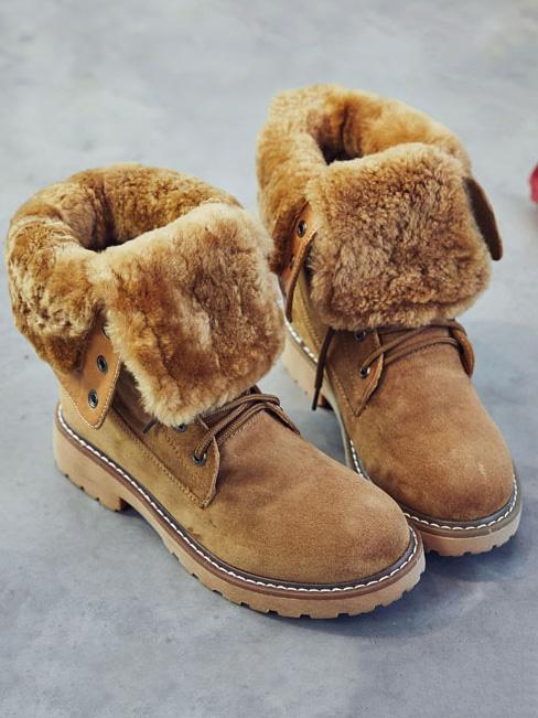 Fashion Solid Plush Soft Snow Boots