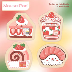 Cute Strawberry Cake Sushi Mouse Pad