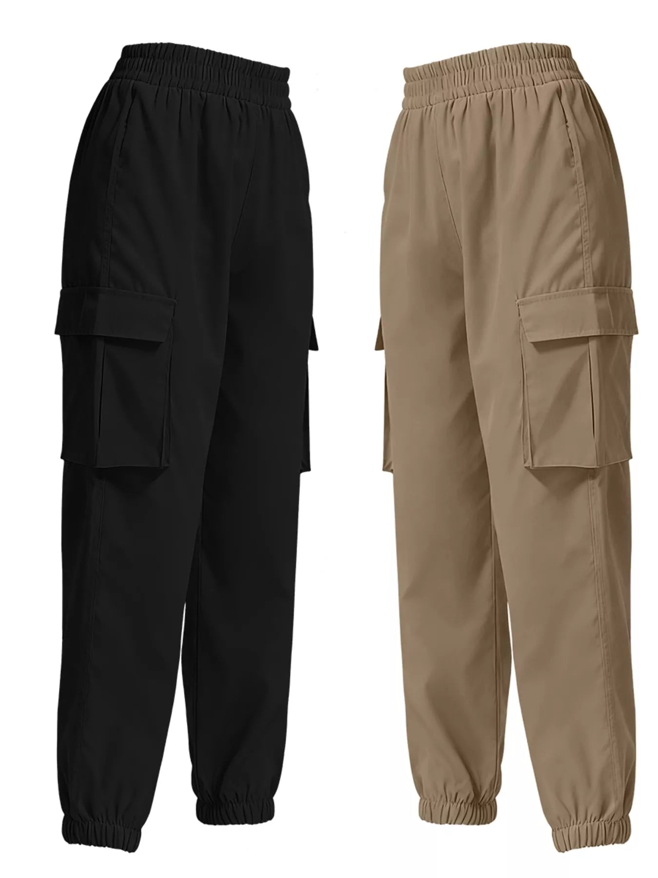 2 Piece Elastic Waist Cargo Pants