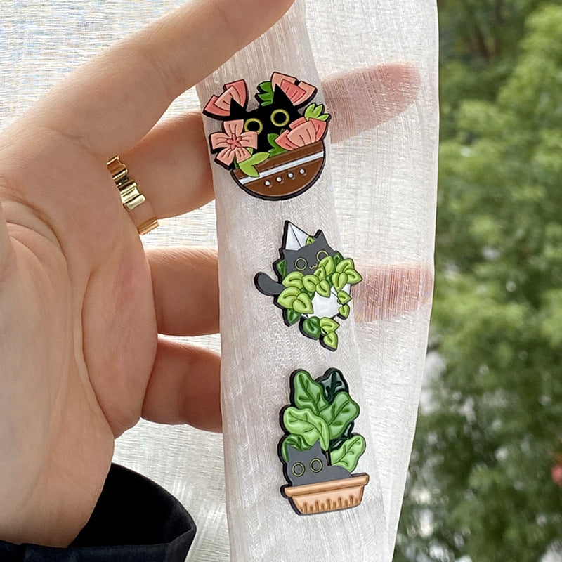 Cartoon Flowers Green Leaves Pins