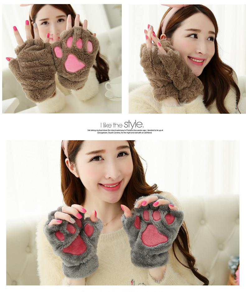 Christmas Cartoon Paw Plush Gloves