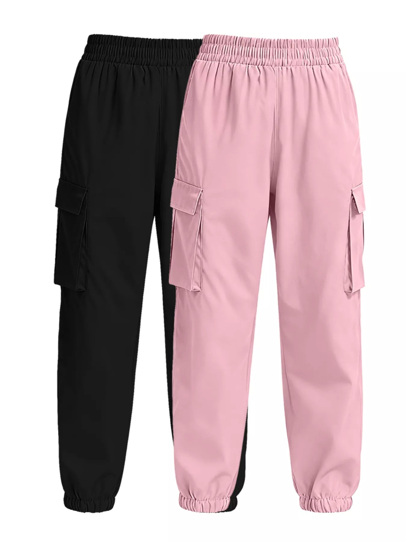 2 Piece Elastic Waist Cargo Pants