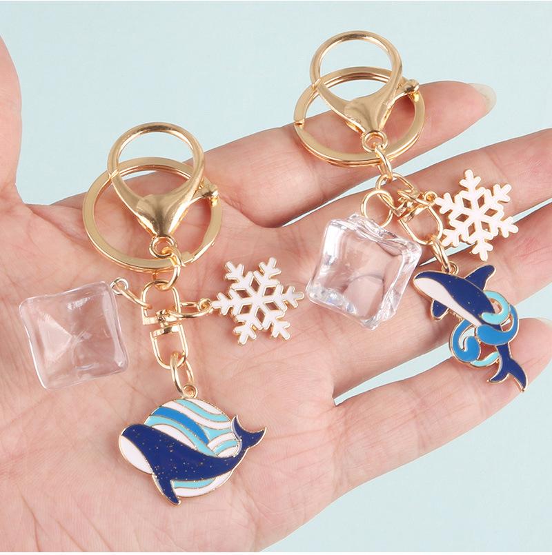 Whale Ice Block Snowflake Keychain