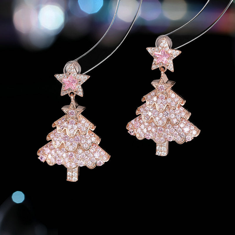 Stylish Shiny Christmas Tree Earrings