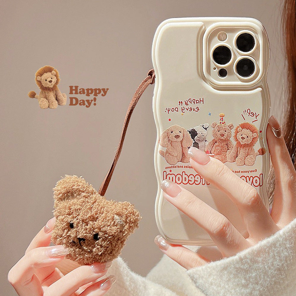 Cute Bear Plush Pendant Phone Case