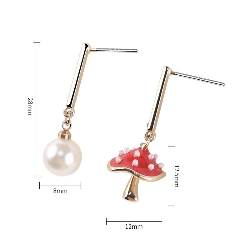 Kawaii Asymmetric Mushroom Earrings