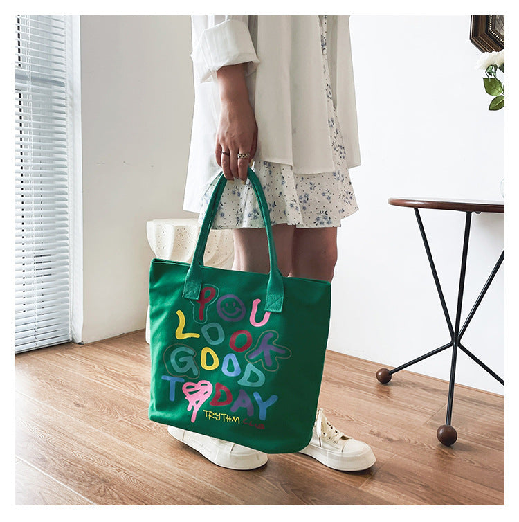 Rainbow Colored Alphabet Smiley Shoulder Bag