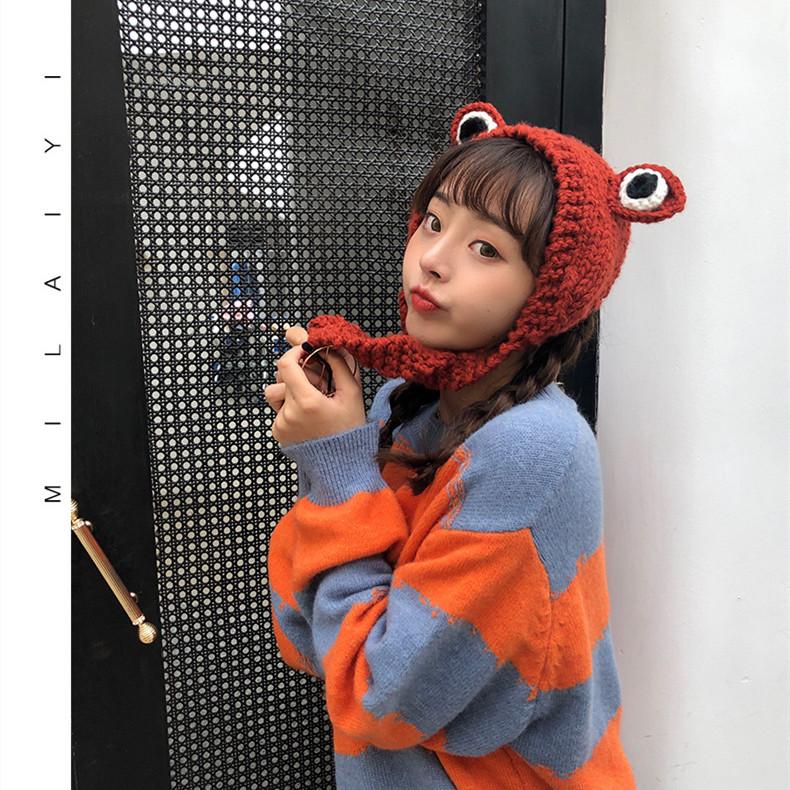 Big Eyes Frog Wool Knitted Hat