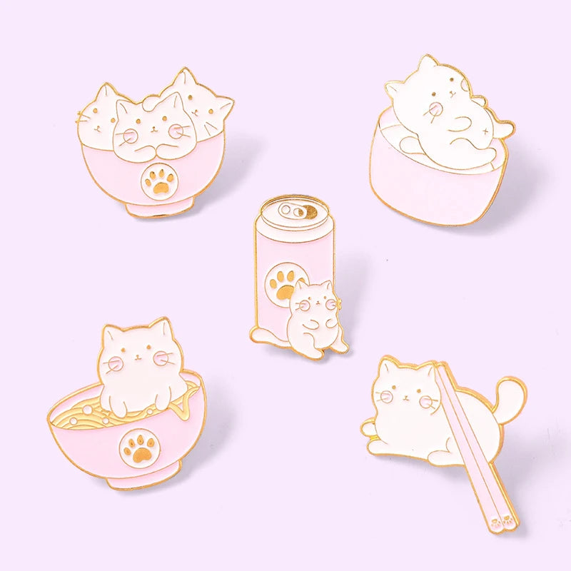 Cute Stacked Arhat Cat Pins