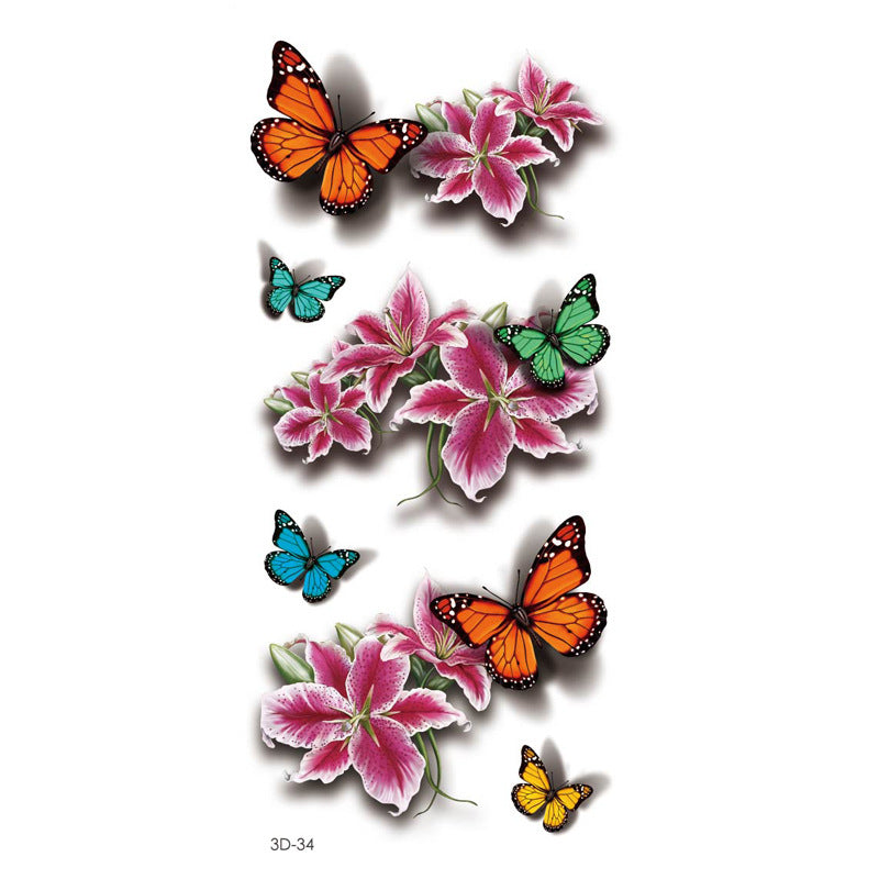 Butterfly Flower Tattoo Sticker