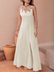 Swiss Dot Sleeveless Maxi Dress