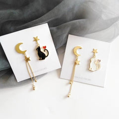 Cute Cat Star Moon Earrings