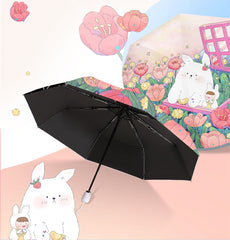 Cute Bunnies Folding Sun Umbrella