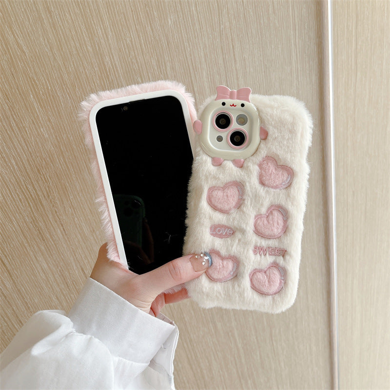 Monster Plush Embroidered Heart Phone Case