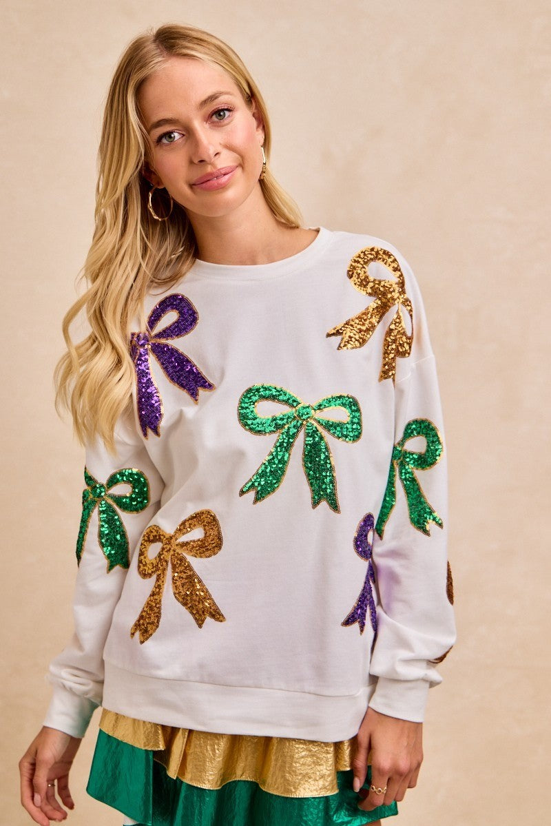 BiBi Mardi Gras Sequin Bow Top
