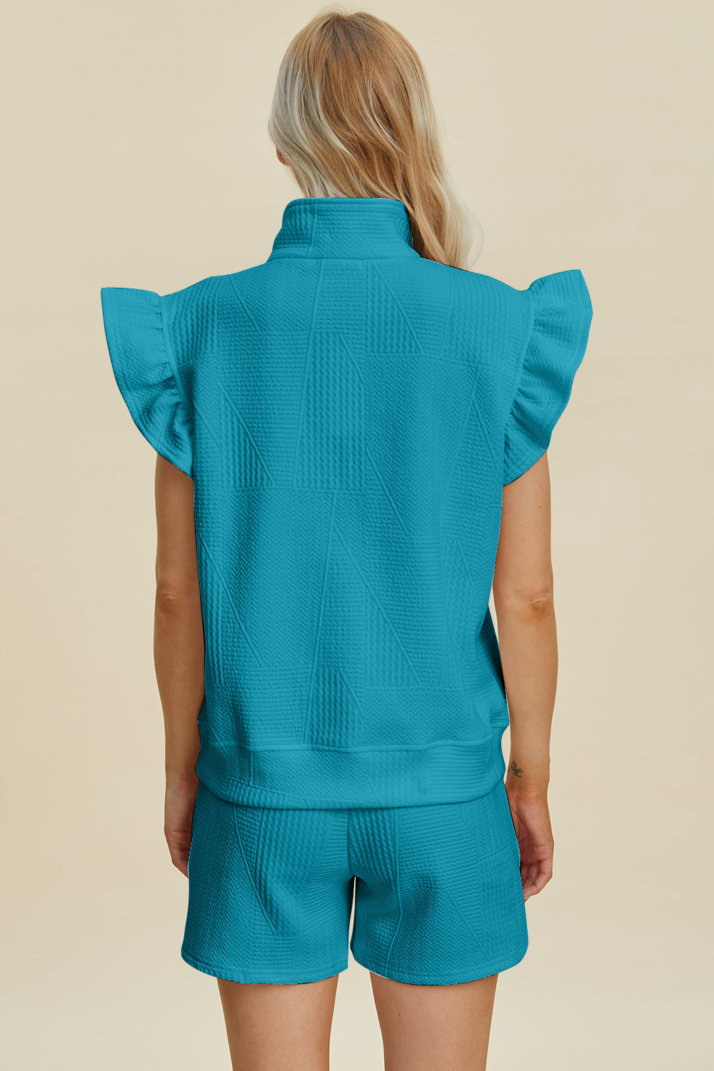 Full Size Texture Sleeveless Top and Shorts Set