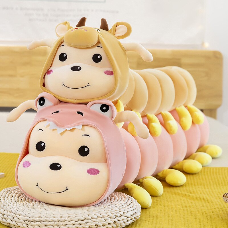 3 Colors Big Caterpillar Doll Cute Soft Plush Stuffed Sleeping Long Pillow Plush For Kids Girl Toys Birthday Gift 2021 new