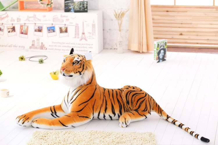 30-120 cm Lifelike Tiger Leopard Plush Toys Soft Stuffed Animals Simulation White Tiger Jaguar Doll Children Kids Birthday Gifts