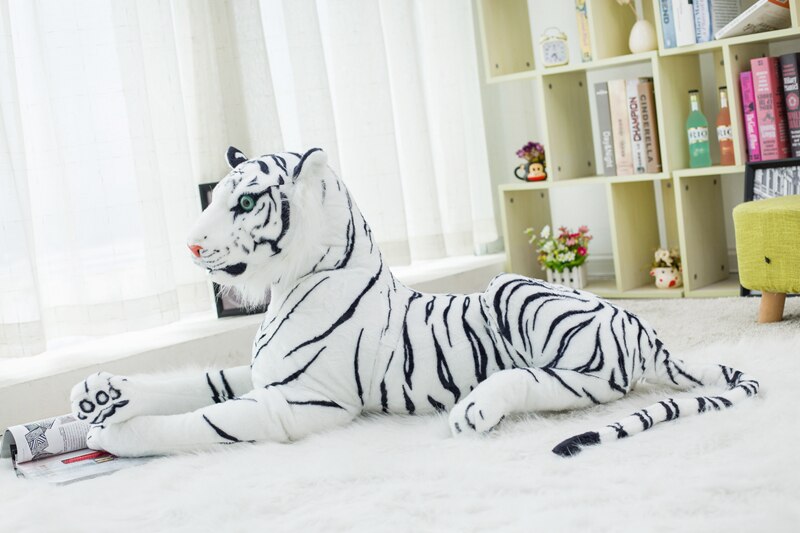 30-120 cm Lifelike Tiger Leopard Plush Toys Soft Stuffed Animals Simulation White Tiger Jaguar Doll Children Kids Birthday Gifts