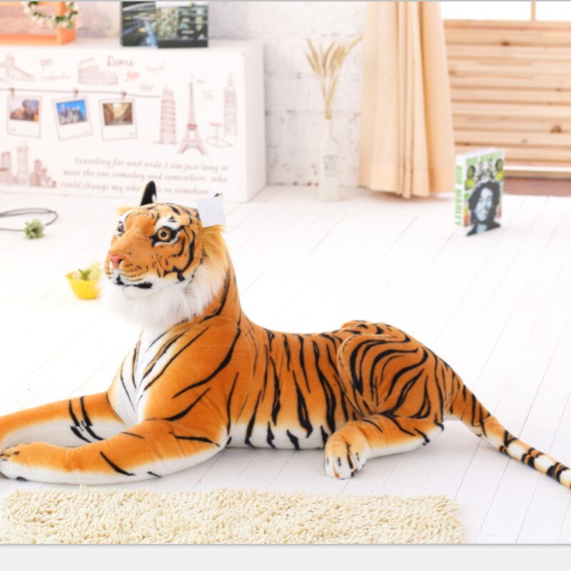 30-120 cm Lifelike Tiger Leopard Plush Toys Soft Stuffed Animals Simulation White Tiger Jaguar Doll Children Kids Birthday Gifts