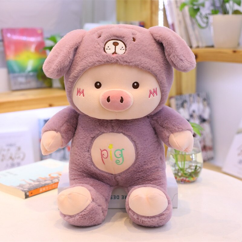 30-80cm Lovely Pig Plush Toy Creative Cosplay Cat&amp;Bear&amp;Dog Doll Soft Stuffed Animals Toy for Children Baby Kawaii Birhtday Gift