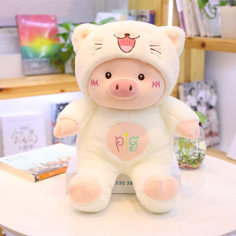 30-80cm Lovely Pig Plush Toy Creative Cosplay Cat&amp;Bear&amp;Dog Doll Soft Stuffed Animals Toy for Children Baby Kawaii Birhtday Gift