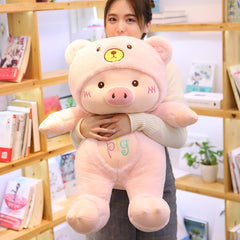 30-80cm Lovely Pig Plush Toy Creative Cosplay Cat&amp;Bear&amp;Dog Doll Soft Stuffed Animals Toy for Children Baby Kawaii Birhtday Gift