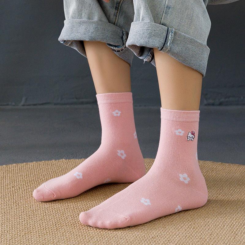 Cartoon Cat Embroidery Socks